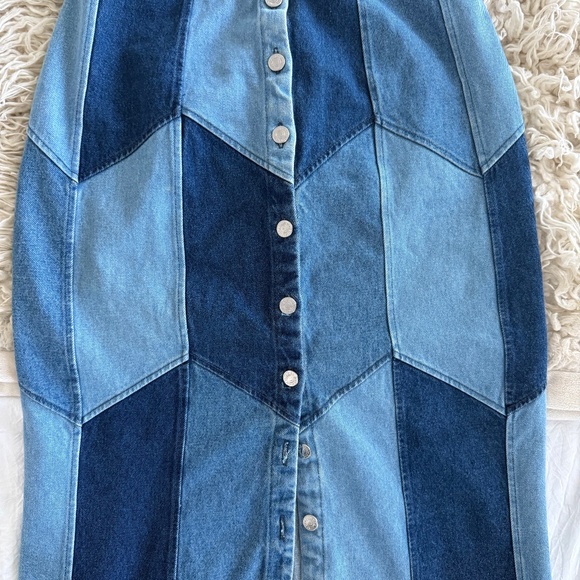 Sezane Alexane Skirt Denim Patchwork - Size 8 - Picture 3 of 3